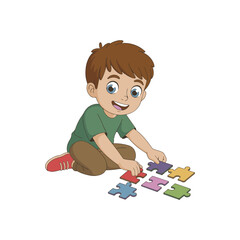 little boy playing with blocks