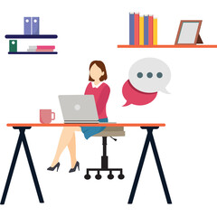 Female teacher teach Virtual Education Illustration