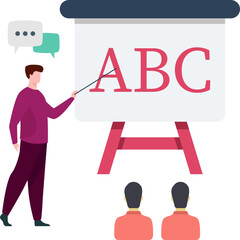 Male teacher teach English in Class Illustration