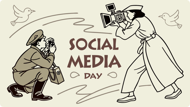 A man and a woman photograph an event for social media day - Powered by Adobe