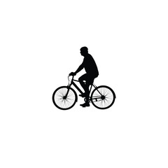 man riding bicycle silhouette black, front view