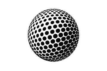 Abstract Golf Ball Design Black and White Dotted Sphere Illustration