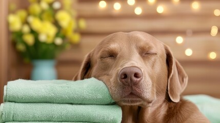 dog spa wellness. Pampered canine sanctuary a haven for pet grooming relaxation and holistic care.