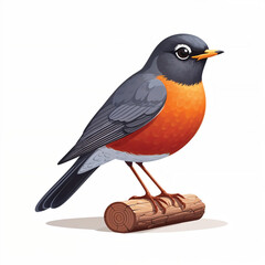 Fototapeta premium American Robin cartoon vector illustration isolated
