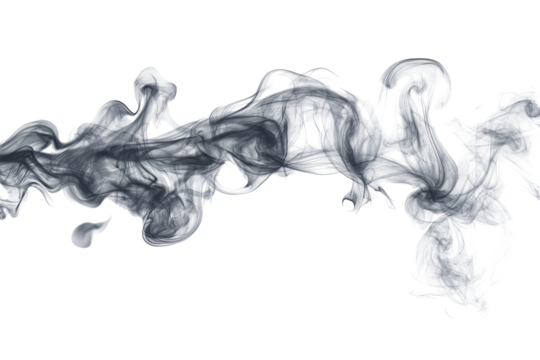 High-resolution isolated smoke plume on transparent background — realistic PNG-style wisps ideal for dramatic photo composites, visual effects, and digital cut-out design projects
