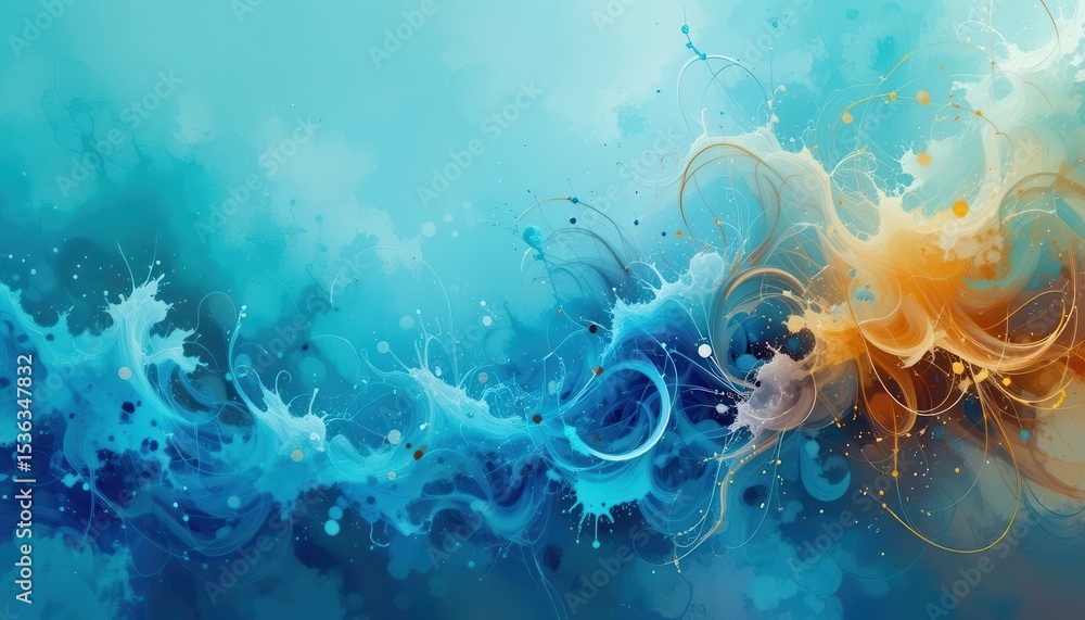 Poster colorful abstract digital background design for computer monitors featuring flowing shapes