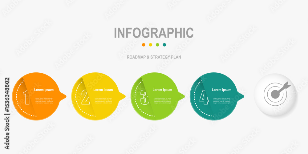 Canvas Prints for business concept with 4 steps infographics, multicolor circle shape, design for workflow layout,