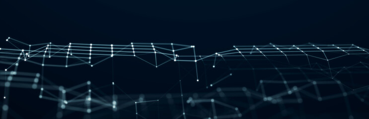 Technology background. Honeycomb concept. Big data. Hexagonal space with connected dots and lines. 3d