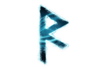 magic algiz rune with frozen in ice isolated
