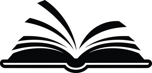 Simple Line Art of Page-Turning Book Perfect for Coloring Pages, Logos, and Printables, open book vector illustration