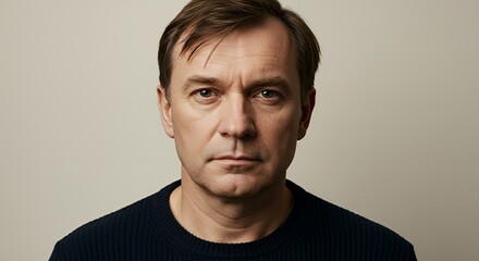 Obraz premium Portrait of a Man: Serious Expression, Studio Lighting