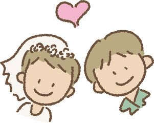 웨딩 드레스를 입은 신부와 신랑 결혼식