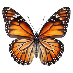 Fototapeta premium Orange monarch butterfly wings isolated on transparent background