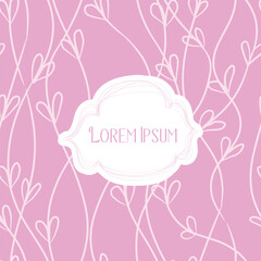 Seamless pattern with delicate floral hearts and cute banner