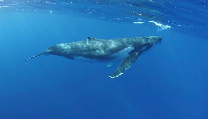 Fototapeta premium Whale swimming underwater