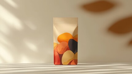 Sleek Rectangular Snack Packaging Mockup Featuring Trail Mix Design on a Minimalist Background 
