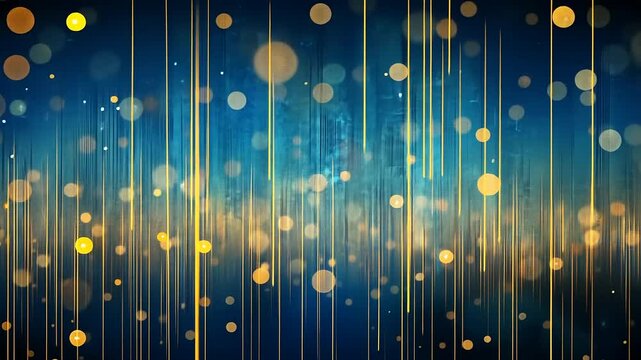 Abstract background with golden bokeh lights and vertical lines creating a festive atmosphere