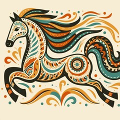 Obraz premium Unusual decorative horse, tattoo design