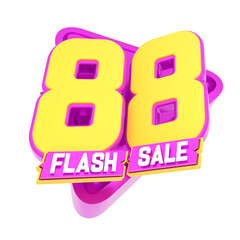 3d purple Flash Sale8.8 - Special Offer Promotion isolated for eight day of eight month