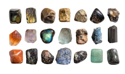 Collection of polished gemstones