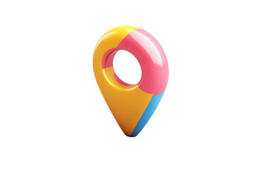 3D domain pin marker icon with transparent background in high-resolution PNG format for map, navigation and location design cutouts