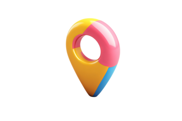 3D domain pin marker icon with transparent background in high-resolution PNG format for map, navigation and location design cutouts