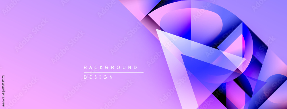 Poster abstract purple, blue gradients form flowing shapes. minimal text reads background design. modern, v