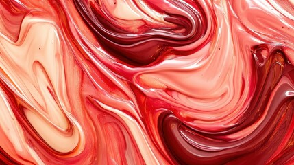 Vibrant Red and Brown Candy Swirl Pattern with Melting Liquid Texture 