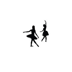 woman practicing ballet silhouette black on white background