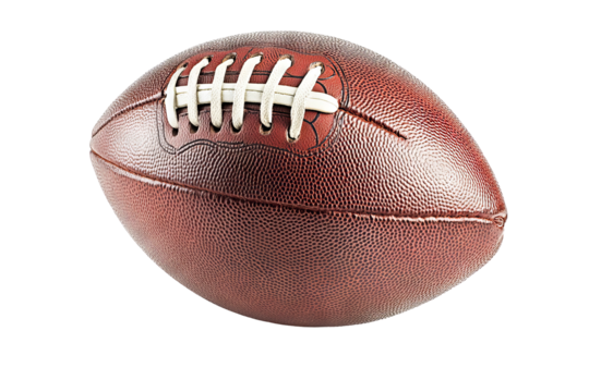 High-resolution American football ball PNG cutout isolated on transparent background for seamless graphic design and sports-themed projects