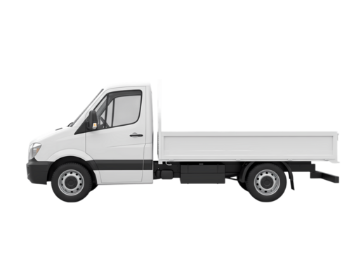 White Cargo Van Side Profile isolated on transparent baackground