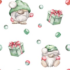Seamless watercolour winter pattern