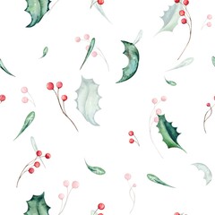 Seamless watercolour winter pattern
