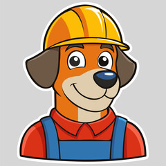 Fototapeta premium Cheerful Builder Dog in Hard Hat.