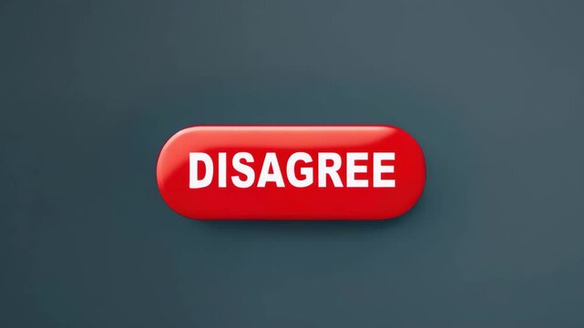 Business conflict concept, Button with the word "DISAGREE" on a gray background.