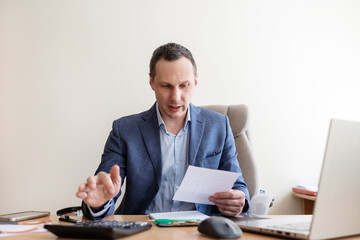 Small business owner experiences financial crisis, high costs, bank debt, money overspend concept....