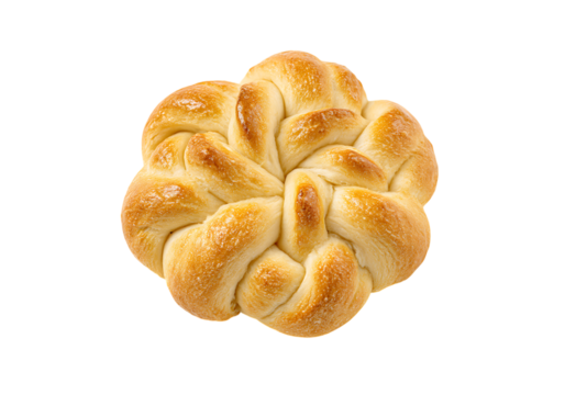 Golden brown braided bread loaf isolated on black,On Transparent Background, Isolated on white