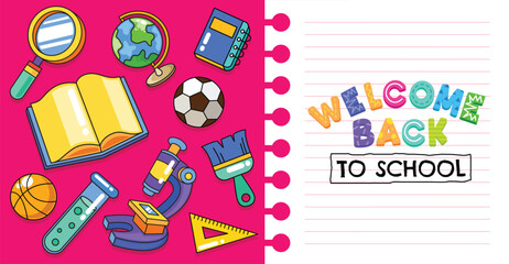 Back to school element banner template vector background