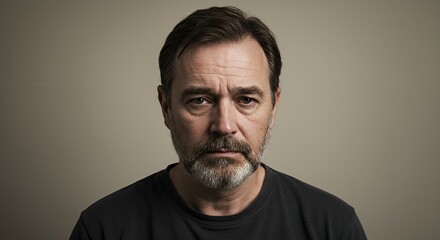 Obraz premium Portrait of a Man with a Serious Expression