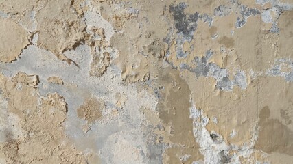 Old wall with horizontal cracks and chipped paint texture, aged surface pattern with flaking colors...