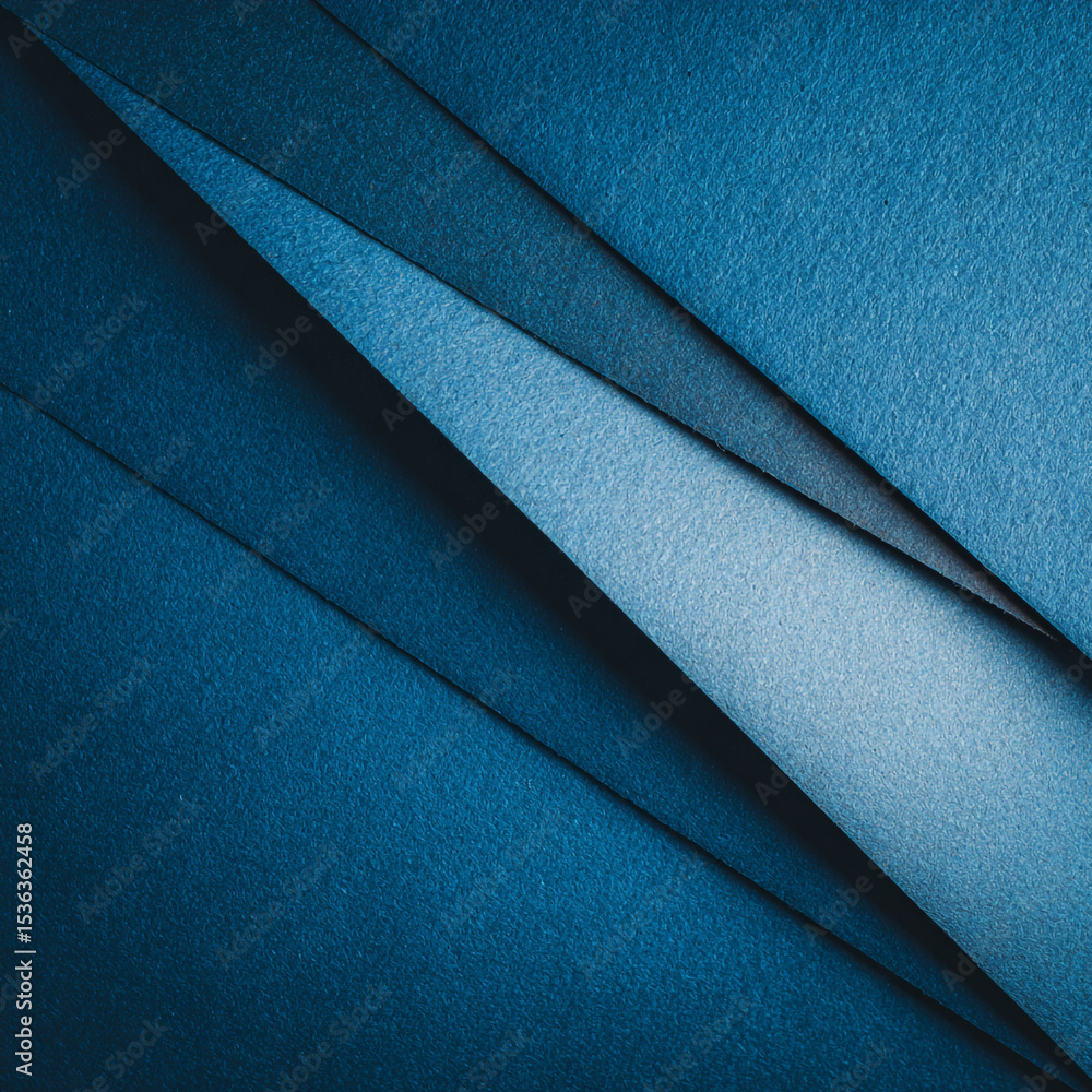 Aufkleber abstract arrangement of textured blue paper layers creating a diagonal composition