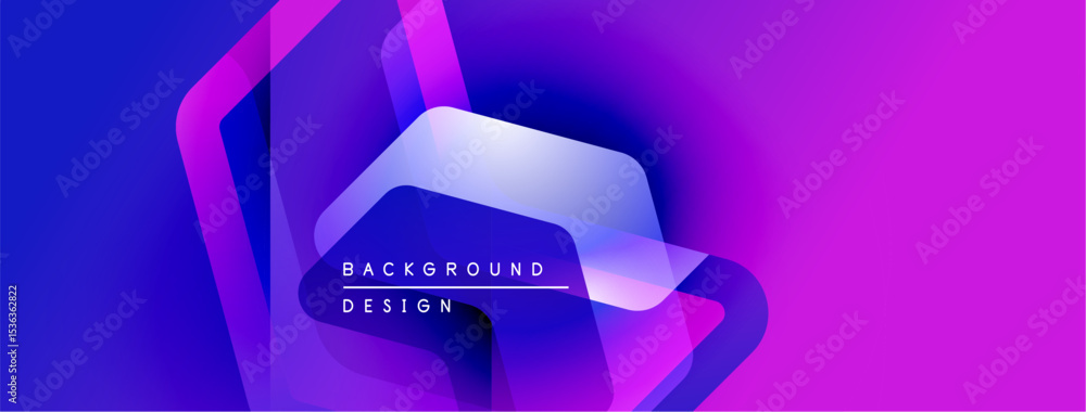 Poster abstract vibrant background. gradient purple, blue hues create modern design. geometric shapes overl