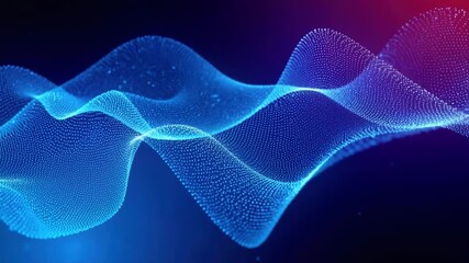Blue dotted abstract waves flowing animation, floating digital blue dot waves motion, technology data moving motion, small dot particles waves animation perfect for music , technology, business, space - Powered by Adobe