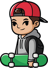 Fototapeta premium cartoon boy with baseball bat