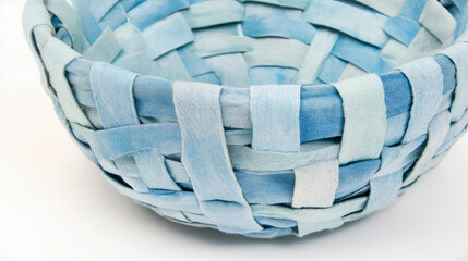 Recycled denim basket woven in blue shades
