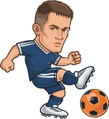 Cartoon Soccer Player Kicking Ball Illustration.
