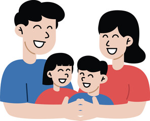 Fototapeta premium Family Bond: A warm illustration depicts a happy family, embracing and smiling in unity. Capturing the essence of togetherness and love.