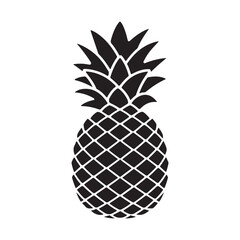 Tropical Pineapple Fruit Black Silhouette Vector Icon Design Element