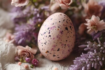 Obraz premium Speckled Easter egg in soft pink and lavender tones