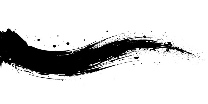 Vector abstract black brush shape white background
